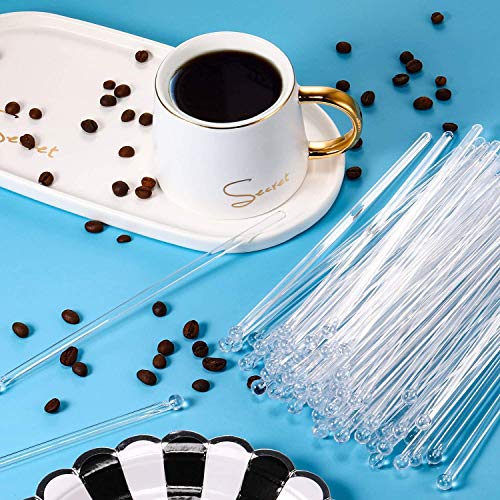 200 Pcs Clear Plastic Cocktail & Coffee Stirring Sticks with Ball Top - Disposable & Reusable