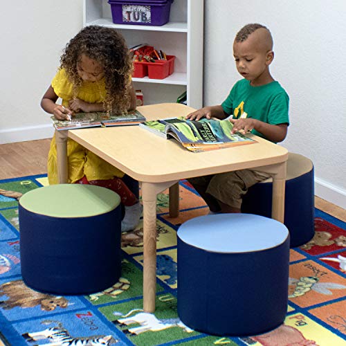 4-Piece Kids Round Foam Ottoman Set, 12-Inch Flexible Seating for Playrooms
