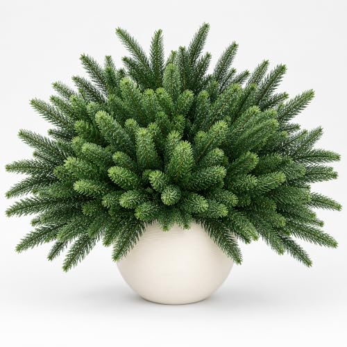 Green / 12 Bundles Artificial Pine Branches Faux Cedar Greenery for Christmas & Holiday Decor