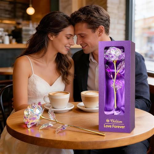 Artificial Rainbow Rose Flower Gift for Women, Romantic Keepsake Present