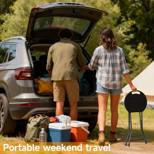 18-Inch Folding Stool with Handle - 500lb Capacity Portable Collapsible Chair
