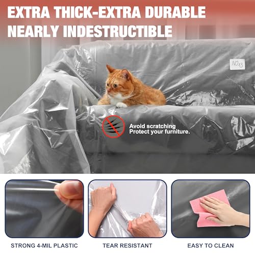 Extra Large Clear Plastic Loveseat Covers 68x62x42 Inch