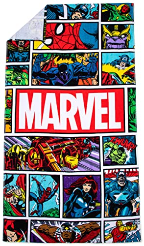 Vintage Comic Superhero Print Large Cotton Bath and Beach Towel 34 x 64