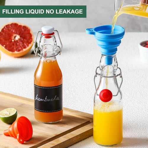 8-Pack 8.5oz Flip Top Glass Bottles with Airtight Stopper and Pourers