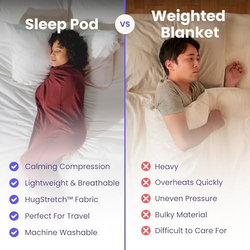 Hooded Sleep Pod Wearable Blanket, Cooling Sensory Swaddle, Grey Medium