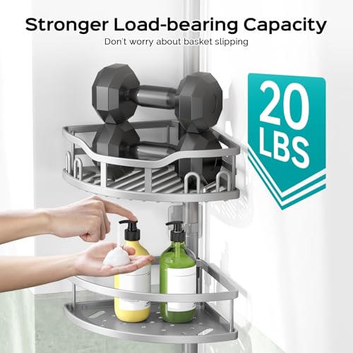 Corner Shower Caddy Tension Pole - 4-Tier Rustproof Bathroom Organizer