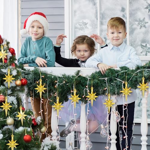 Syhood 12 Pcs Gold Bethlehem Star Ornaments for Christmas Tree - Gold, 3.14 x 2.04 in