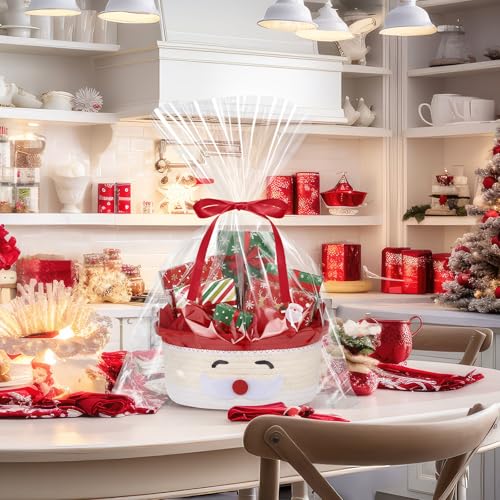 Zopeal Christmas Santa Emoticon Woven Gift Basket - Festive Storage & Gift Packaging