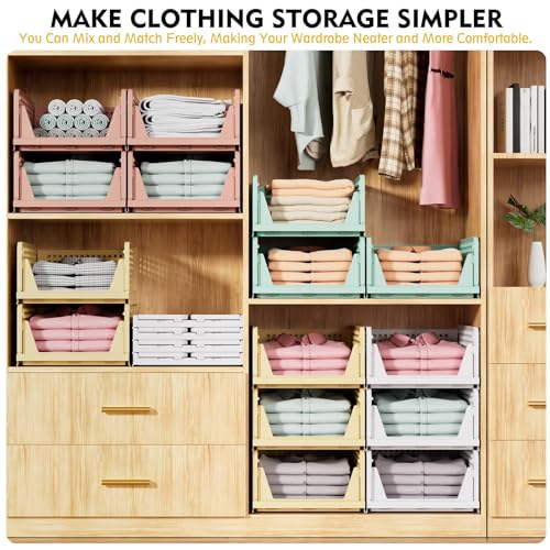 Closet Organizers and Storage 5 Pack, Foldable Plastic Bins for Wardrobe