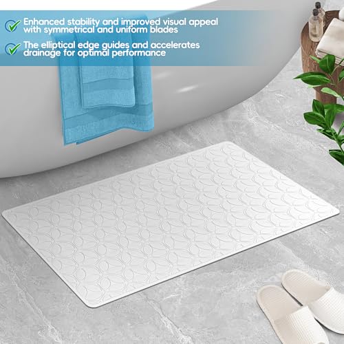 Non-Slip Natural Rubber Bathtub Mat, 16 x 28 Inch Leaf Textured Shower Mat