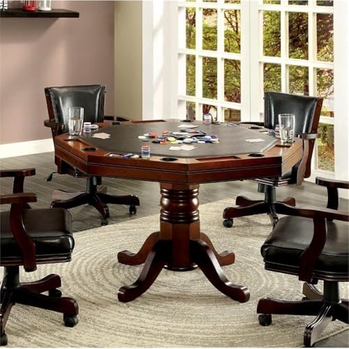 48-Inch Octagon Wood Gaming Table with Interchangeable Top and Cupholders