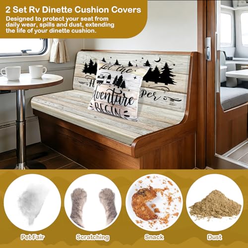 RV Dinette Cushion Cover Set with Wood Grain Design - 6 Pcs