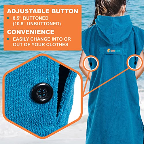 Kids Hooded Changing Robe - Microfiber Surf Poncho for Beach and Swim