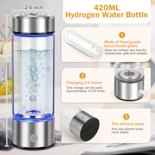 Portable Hydrogen Water Bottle Generator - 420ml Rechargeable Ionizer