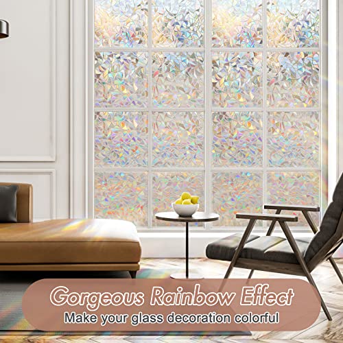Rainbow Window Privacy Film - 17.5" x 78.7" UV Blocking Clings