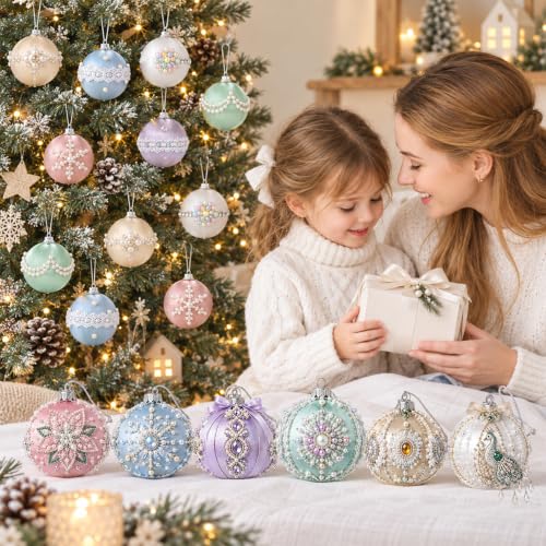 24-Piece Satin Christmas Ornament Kit with Pins & Embellishments for DIY Ball Ornaments