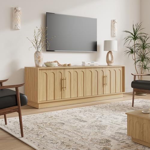 Mid-Century Modern 67" TV Stand and Lift-Top Coffee Table Set, Oak