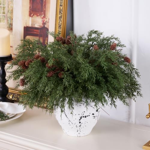 CYSKXYI 17Pcs Artificial Norfolk Pine & Pinecone Branches for Christmas Decor