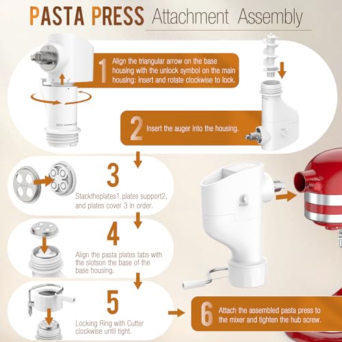 Pasta Press Attachment with 7 Interchangeable Plates for Stand Mixers