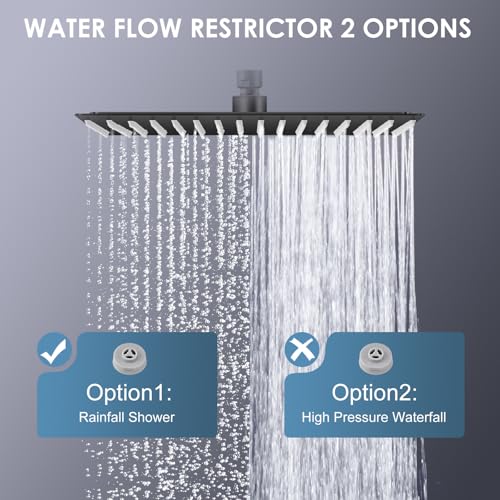 16-Inch Large Rain Shower Head, Matte Black Stainless Steel Rainfall Shower