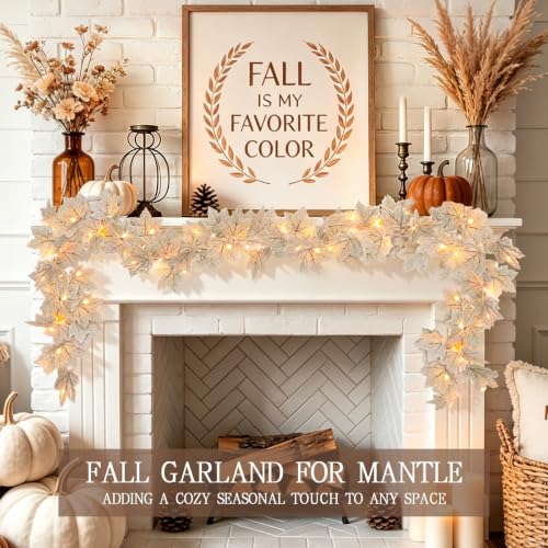 Lighted Maple Leaf Fall Garland - 3 Pack 19.5ft Autumn String Lights