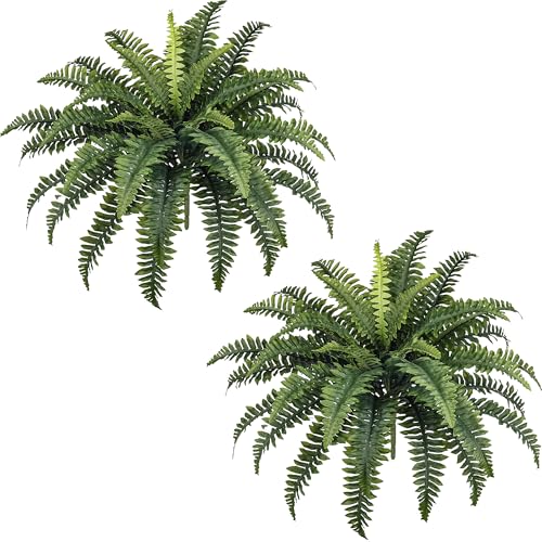 Artificial Boston Ferns 2-Pack - 35" UV-Resistant Faux Outdoor Plants