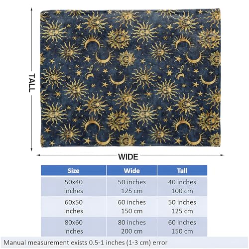SIUKUS Sun Moon Star Galaxy Throw Blanket 60x80 Cozy Flannel for Kids & Adults