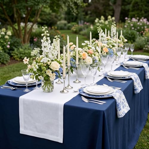 Solino Home White Linen Table Runner 14 x 144 Inches - 01 Variation