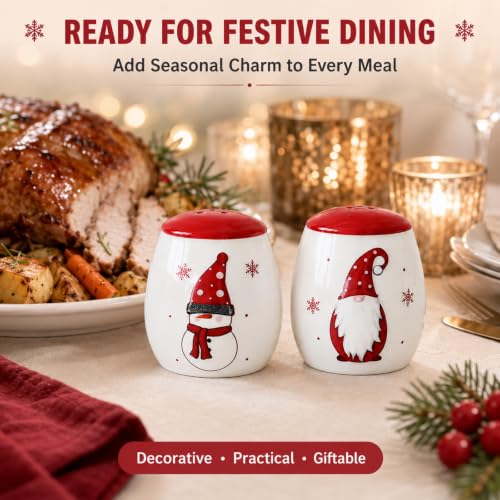 LunarFiery Christmas Salt and Pepper Shaker Set Ceramic Farmhouse Decor