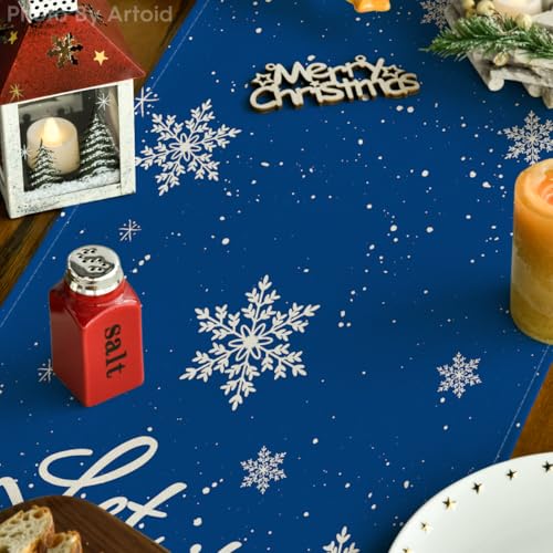 Artoid Mode Snowman Winter Table Runner 13x72 Inch Blue Home Decor