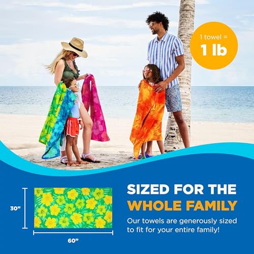 Colorful Hibiscus Cotton Beach Towels - 30" x 60" - 4 Pack