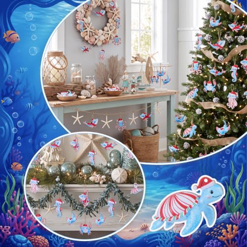 Conelist Ocean Coastal Christmas Ornaments - 27 Marine Sea Animal Decor Set