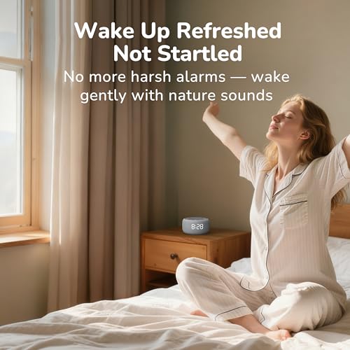 2-in-1 Alarm Clock with White Noise Sound Machine & Ambient Night Light