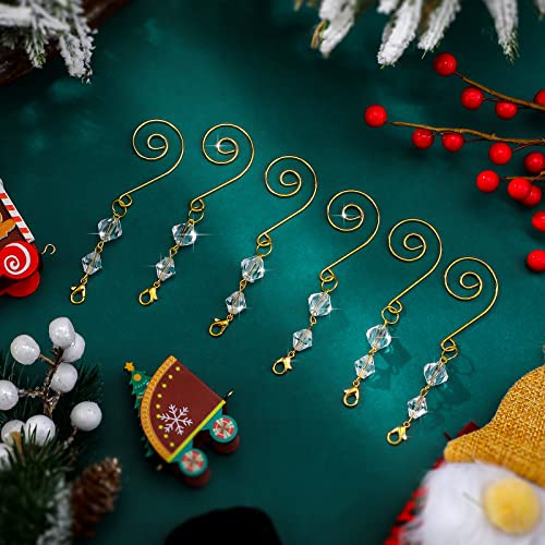 100 Pack Gold Crystal Christmas Ornament Hooks with Lobster Claws