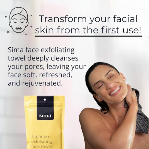 Sima Black Exfoliating Washcloth Face & Body Scrub Towel 1 Pack - Double-Sided, Hexagon Fibers