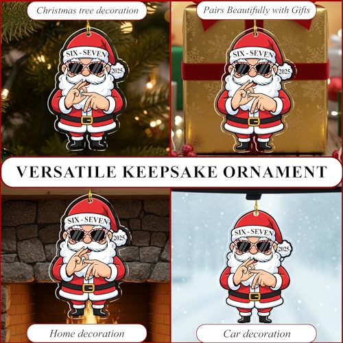67 Christmas Ornament - Gen Z/Gen Alpha Meme Santa Acrylic Ornament (NANA562556) 4.5in - Funny White Elephant Gift