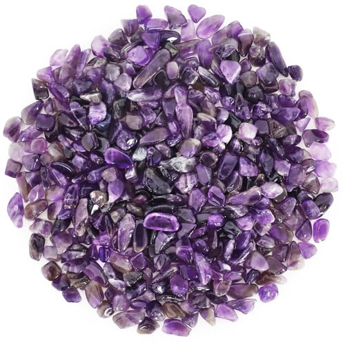 Natural Amethyst Crystal Chips - 1.1lb Bulk Tumbled Gemstones for Crafts & Decor