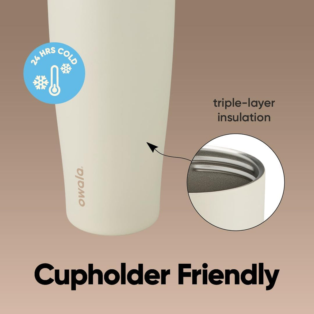 Owala FreeSip Tumbler - 40-Oz. Stainless Steel - Tan (Lightly Toasted) for Ultimate Hydration