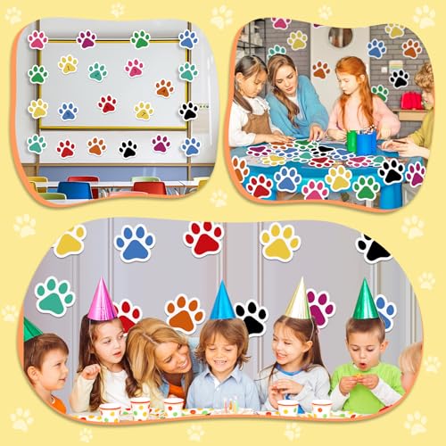 36 Pcs Colorful Paw Print Cutouts, Large Cardboard Bulletin Board Decor