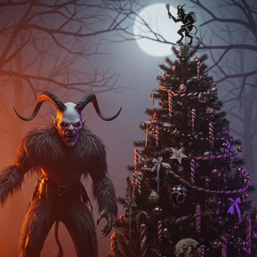 Krampus Christmas Tree Topper - Gothic Halloween Holiday Decor 7.9 x 6 Inches