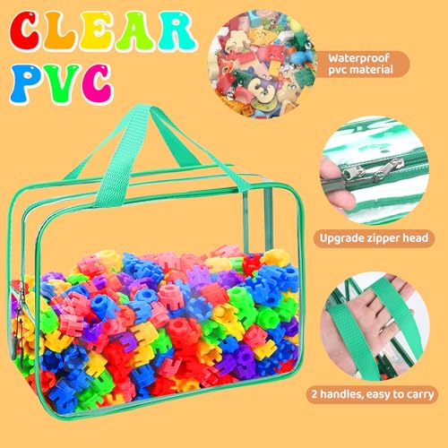 8-Pack Clear PVC Toy Storage Bags with Handles - Board Game & Puzzle Organizers