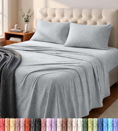 Utopia Bedding Queen Jersey Knit Sheet Set - Soft 4-Piece T-Shirt Bed Sheets