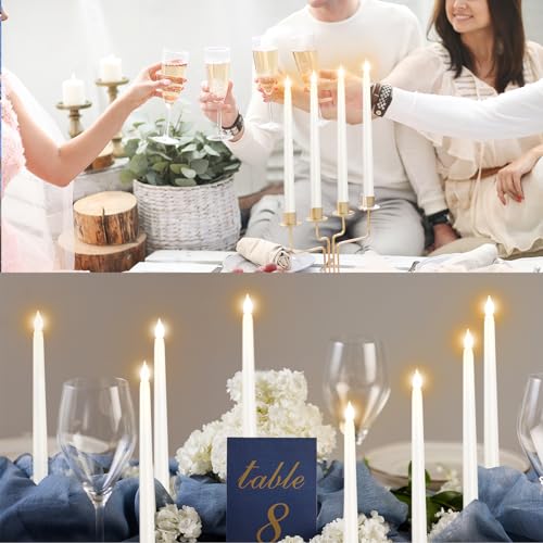 Bazayona 36pcs Ivory 11 inch Flameless LED Taper Candles Battery Operated