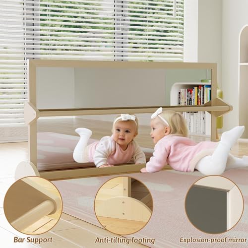 3-in-1 Montessori Mirror with Pull-Up Bar for Infant Development