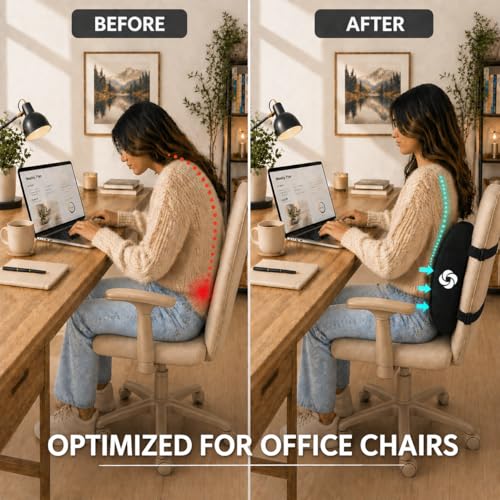 Samsonite Ergonomic Memory Foam Lumbar Support Pillow for Chair & Car