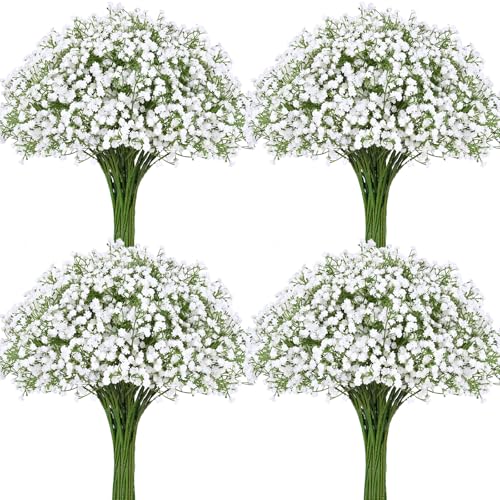 30 Pcs Artificial Baby's Breath Flowers - Realistic White Faux Floral for Wedding & Home Decor