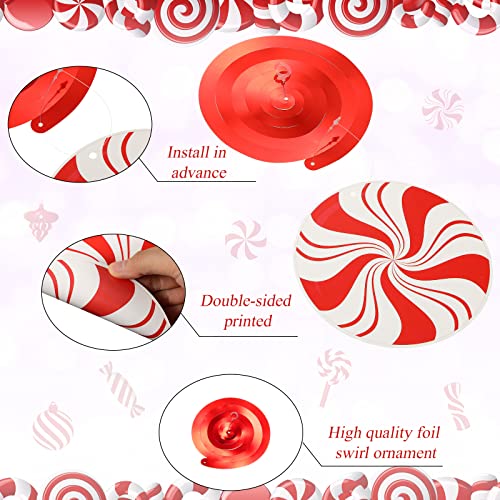 Funrous 56 Pcs Christmas Peppermint Candy Hanging Decorations Red & White Holiday Party Streamers