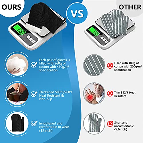 4-Piece Heat Resistant Oven Mitts and Pot Holders Set - Extra Thick Cotton