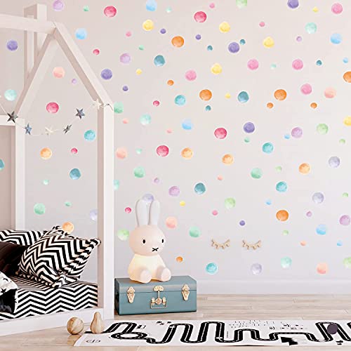 123 Pcs Pastel Polka Dot Wall Stickers, Colorful Round Vinyl Decals