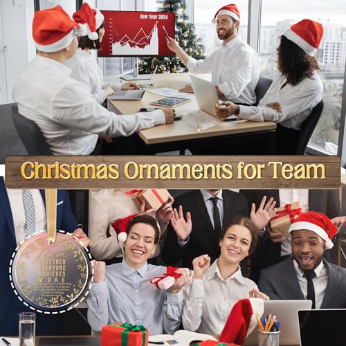 Kasyat 80-Set Christmas Team Ornament Gifts for Colleagues – Acrylic Ornaments + Cards + Bags